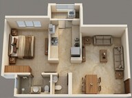 Floor plan of 1 BHK 366 Sq. Ft. Apartment in Lodha Amara Wing 40 And 41, Thane
