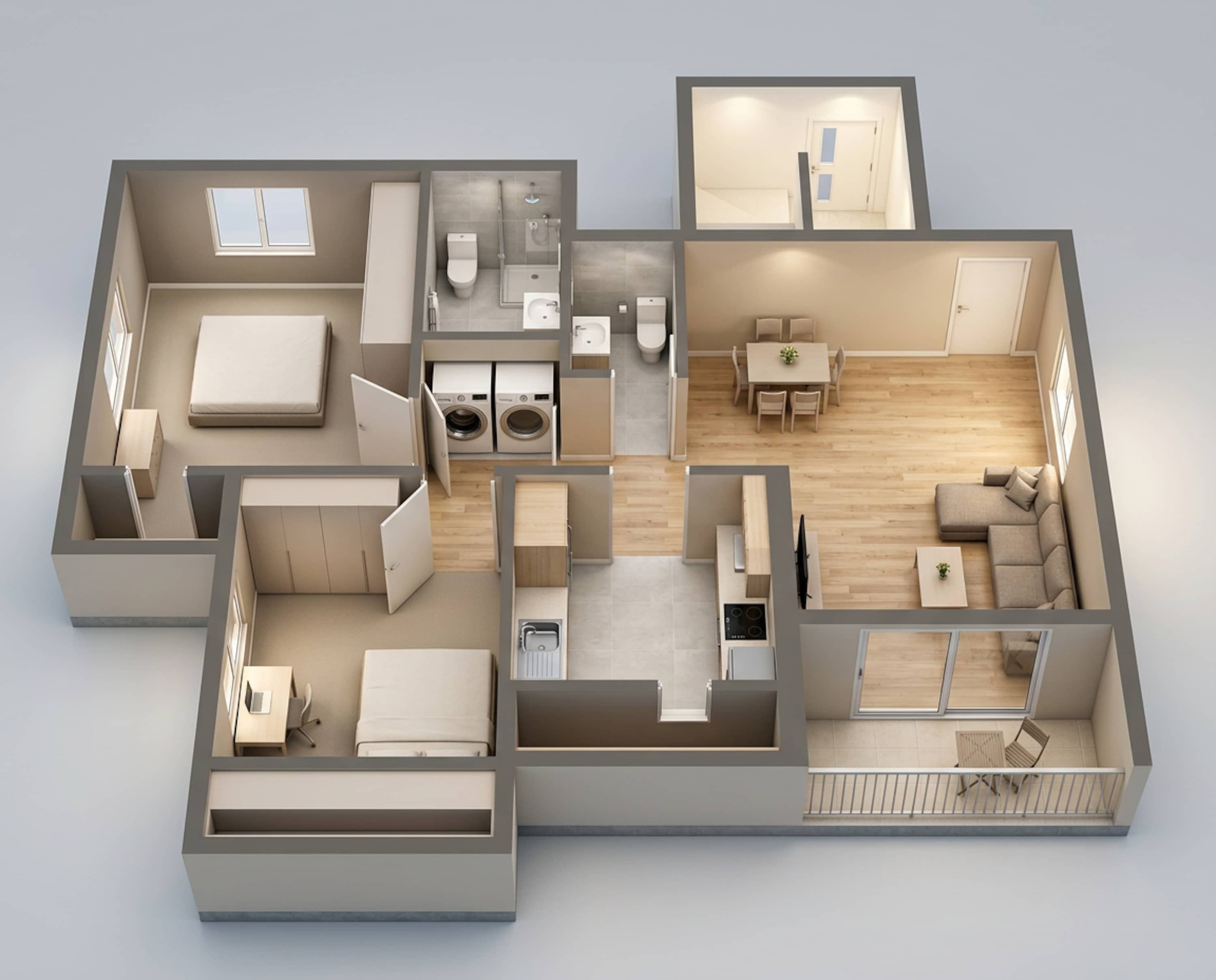Floor plan of 2 BHK 664 Sq. Ft. Apartment in Arihant Aspire, Navi Mumbai