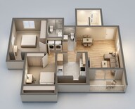 Floor plan of 2 BHK 664 Sq. Ft. Apartment in Arihant Aspire, Navi Mumbai