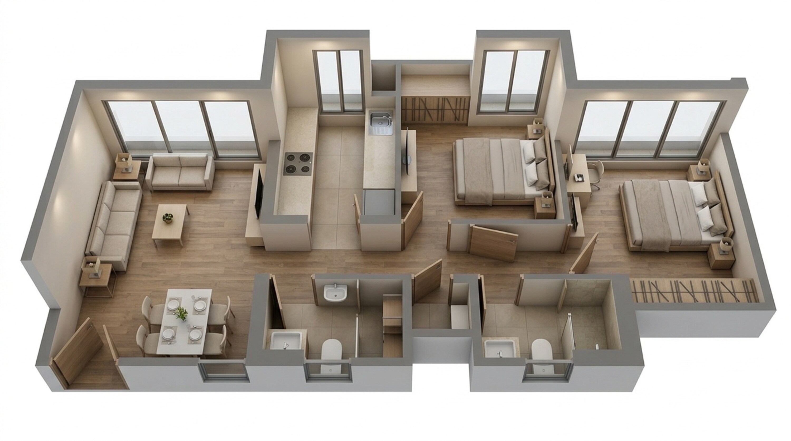 Floor plan of 2 BHK 598 Sq. Ft. Apartment in Kalpataru Immensa G, Thane