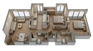 Floor plan of 2 BHK 598 Sq. Ft. Apartment in Kalpataru Immensa G, Thane