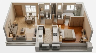 Floor plan of 1 BHK 450 Sq. Ft. Apartment in Kalpataru Immensa H, Thane