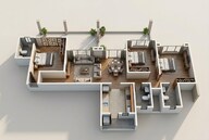 Floor plan of 3 BHK 1554 Sq. Ft. Apartment in Kolte Patil 24K Stargaze, Pune