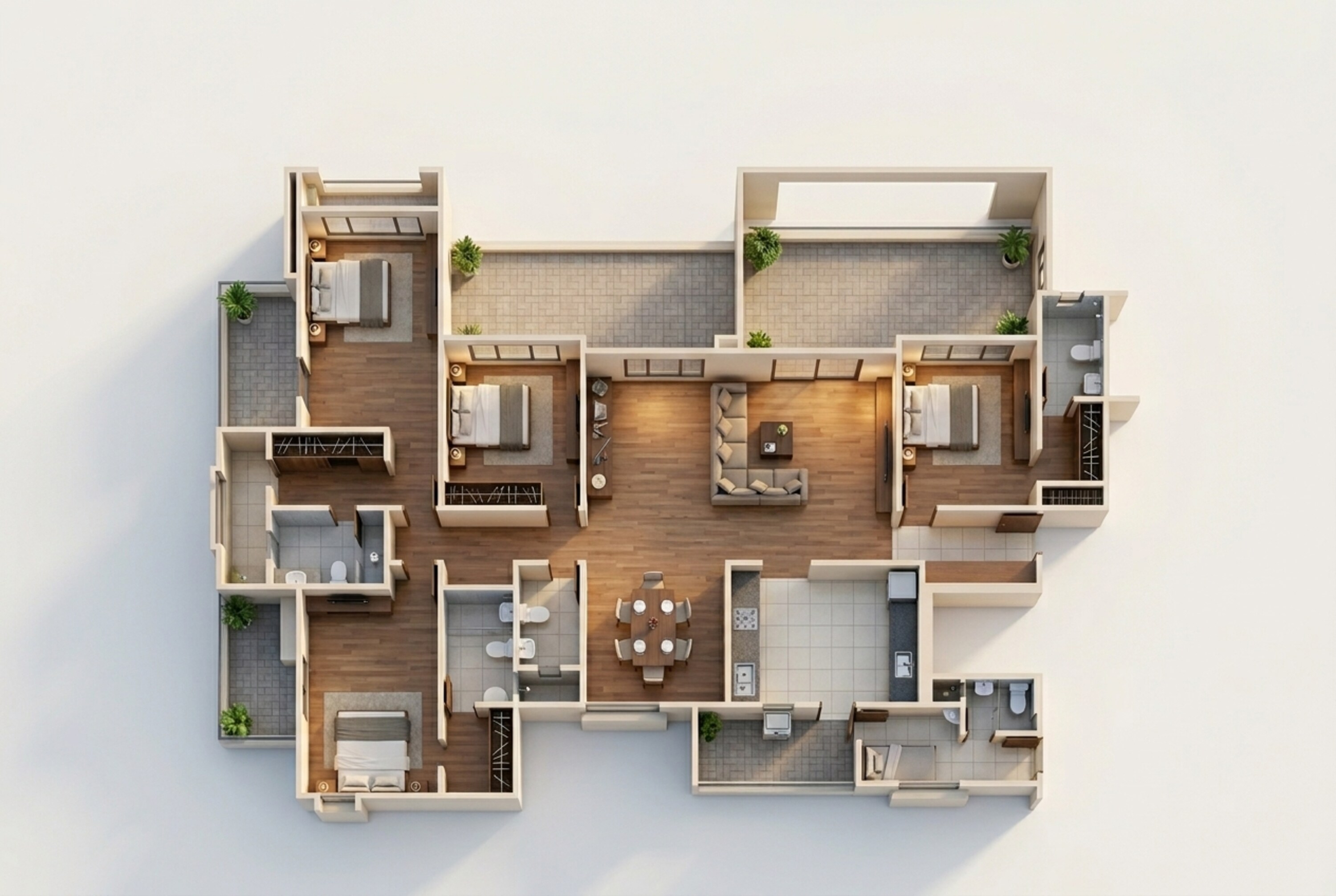 Floor plan of 4 BHK 2010 Sq. Ft. Apartment in Kolte Patil 24K Stargaze, Pune