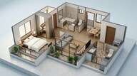 Floor plan of 1 BHK 355 Sq. Ft. Apartment in Shapoorji Pallonji Joyville Virar Phase 5, Palghar