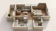 Floor plan of 1 BHK 350 Sq. Ft. Apartment in Rohan Anand Phase 1, Pune