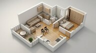 Floor plan of 1 BHK 380 Sq. Ft. Apartment in Rohan Anand Phase 2, Pune