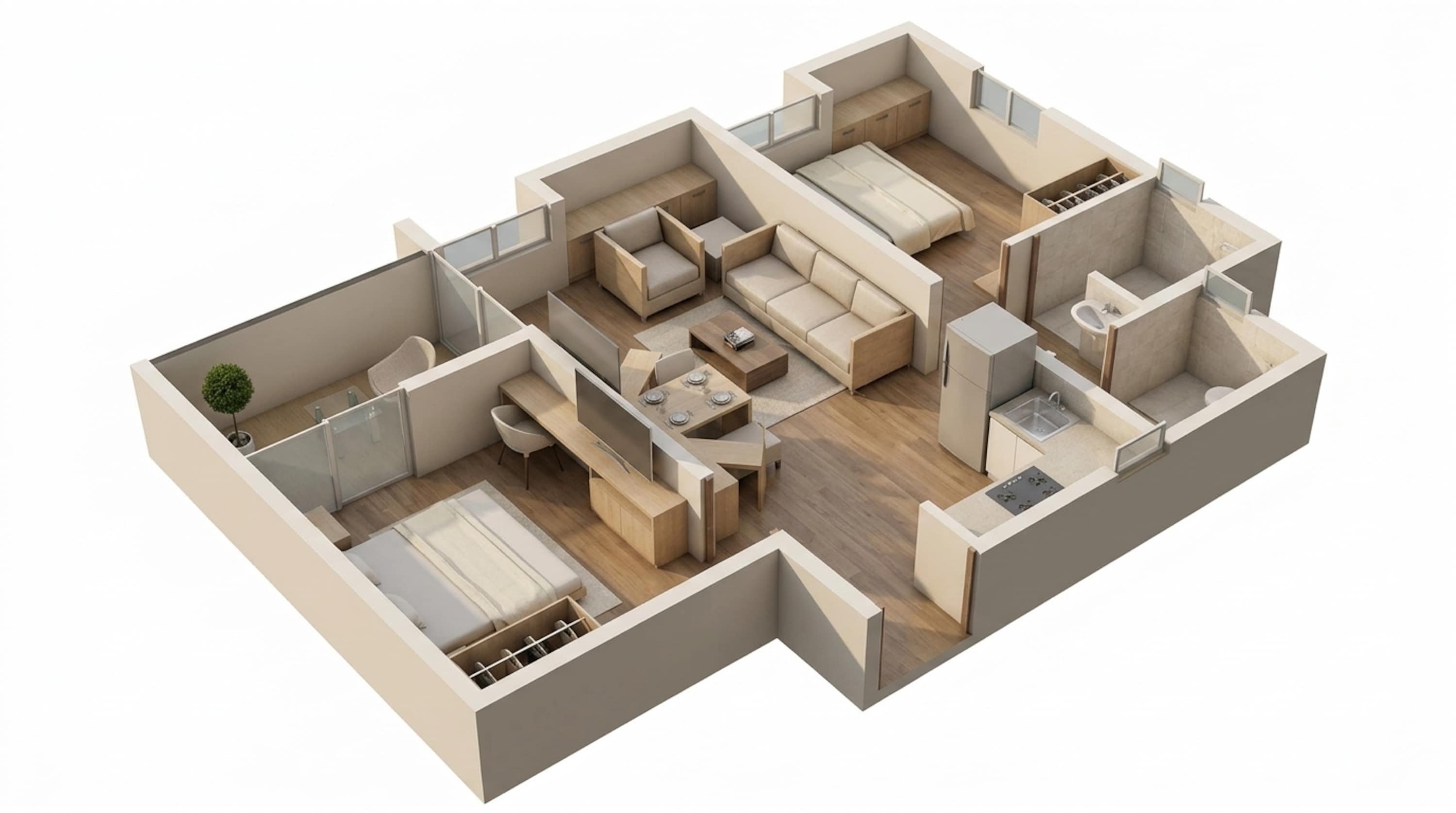 Floor plan of 2 BHK 500 Sq. Ft. Apartment in Rohan Anand Phase 2, Pune