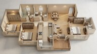 Floor plan of 3 BHK 1041 Sq. Ft. Apartment in Lodha Kolshet, Thane