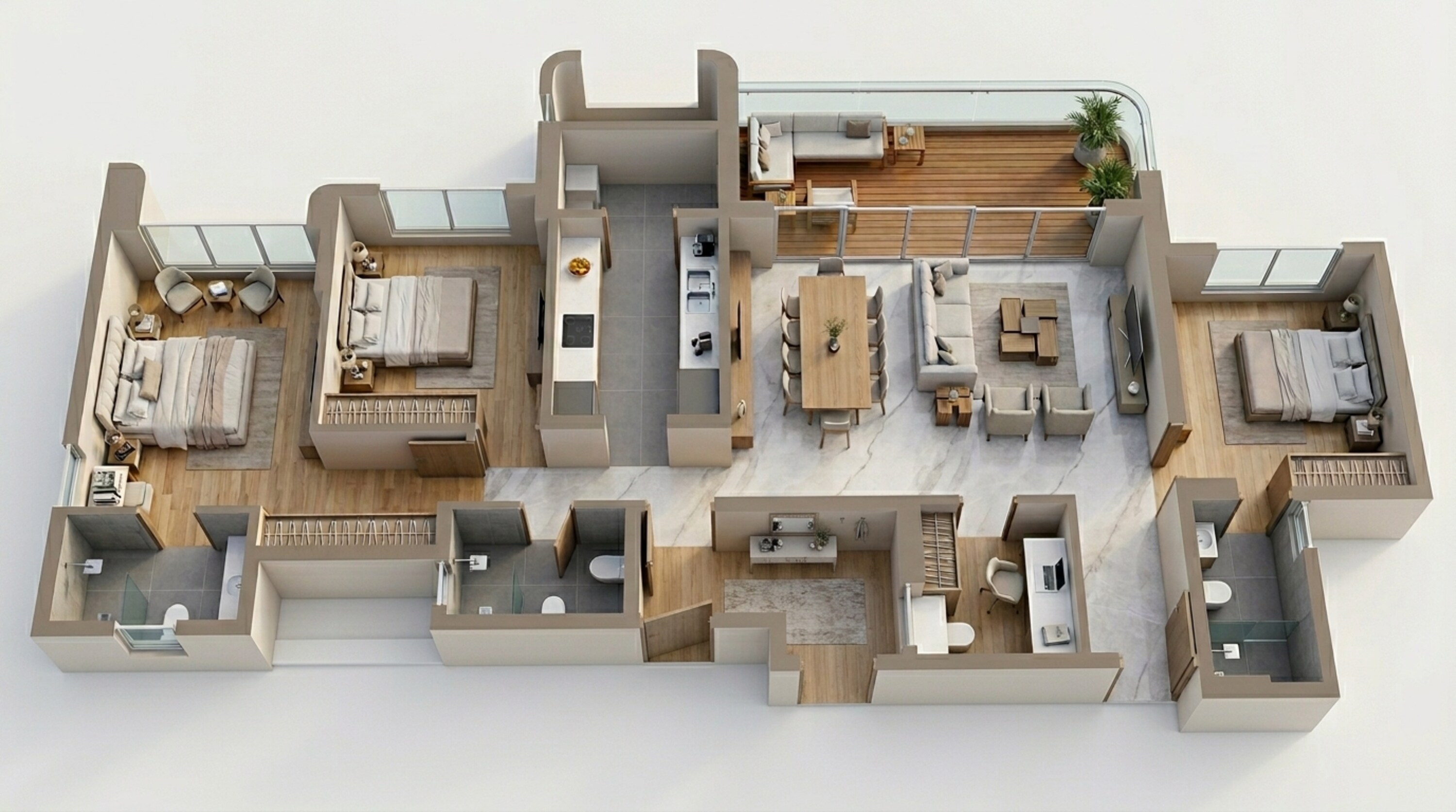 Floor plan of 3 BHK 1343 Sq. Ft. Apartment in Lodha Kolshet, Thane