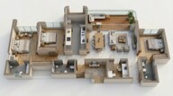 Floor plan of 3 BHK 1343 Sq. Ft. Apartment in Lodha Kolshet, Thane