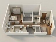 Floor plan of 1 BHK 366 Sq. Ft. Apartment in Paradigm Antalya, Mumbai