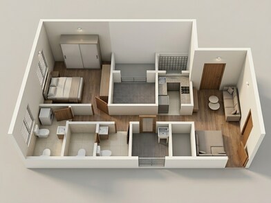 Floor plan of 1 BHK 366 Sq. Ft. Apartment in Paradigm Antalya, Mumbai