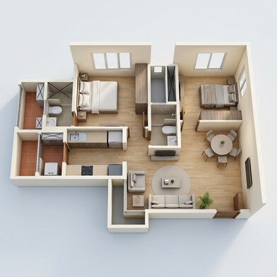 Floor plan of 2 BHK 528 Sq. Ft. Apartment in Paradigm Antalya, Mumbai