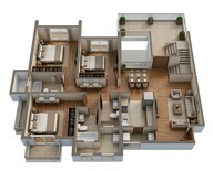 Floor plan of 3 BHK 755 Sq. Ft. Apartment in Kolte Patil Life Republic Sec R7 7th Avenue I, Pune