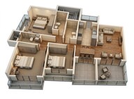 Floor plan of 3 BHK 768 Sq. Ft. Apartment in Kolte Patil Life Republic Sec R7 7th Avenue I, Pune