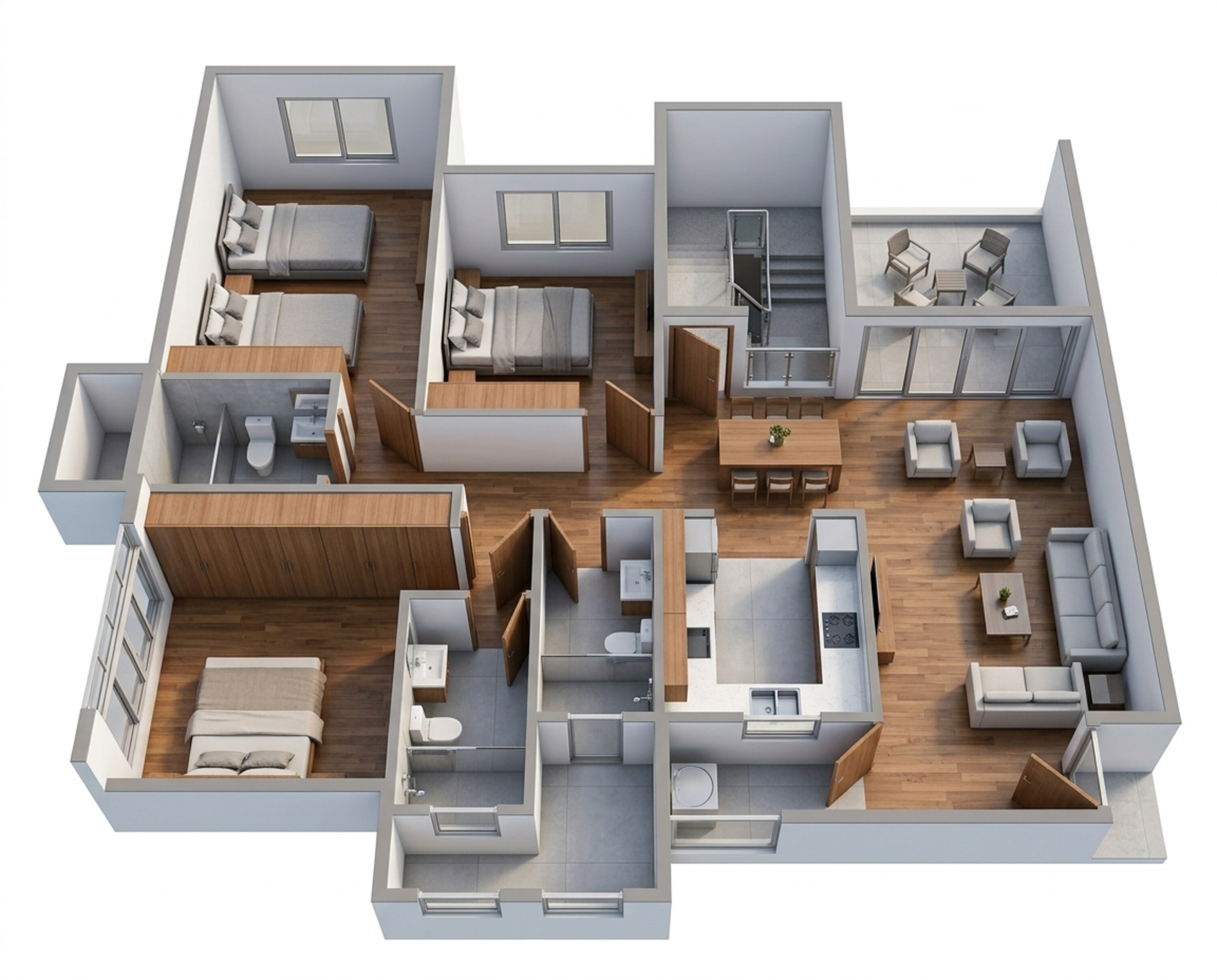 Floor plan of 3 BHK 799 Sq. Ft. Apartment in Kolte Patil Life Republic Sec R7 7th Avenue I, Pune
