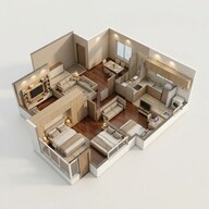 Floor plan of 2 BHK 740 Sq. Ft. Apartment in Kalpataru Vienta Tower B, Mumbai