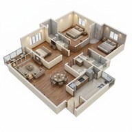 Floor plan of 3 BHK 1018 Sq. Ft. Apartment in Kalpataru Vienta Tower B, Mumbai