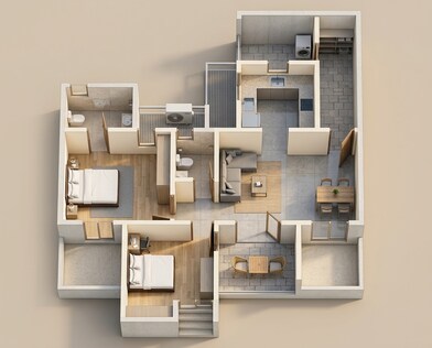 Floor plan of 2 BHK 554 Sq. Ft. Apartment in Yashwin Hinjewadi, Pune