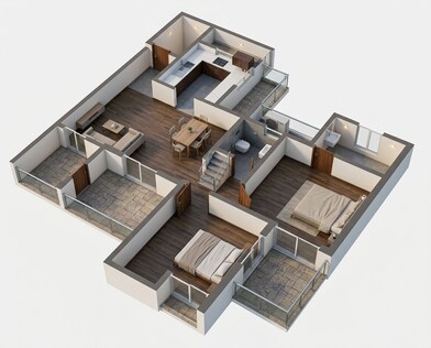 Floor plan of 2 BHK 600 Sq. Ft. Apartment in Yashwin Hinjewadi, Pune