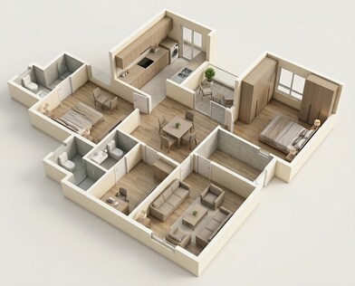 Floor plan of 2 BHK 983 Sq. Ft. Apartment in Assetz Canvas And Cove, Bangalore