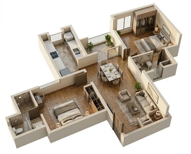 Floor plan of 2 BHK 933 Sq. Ft. Apartment in Assetz Canvas And Cove, Bangalore