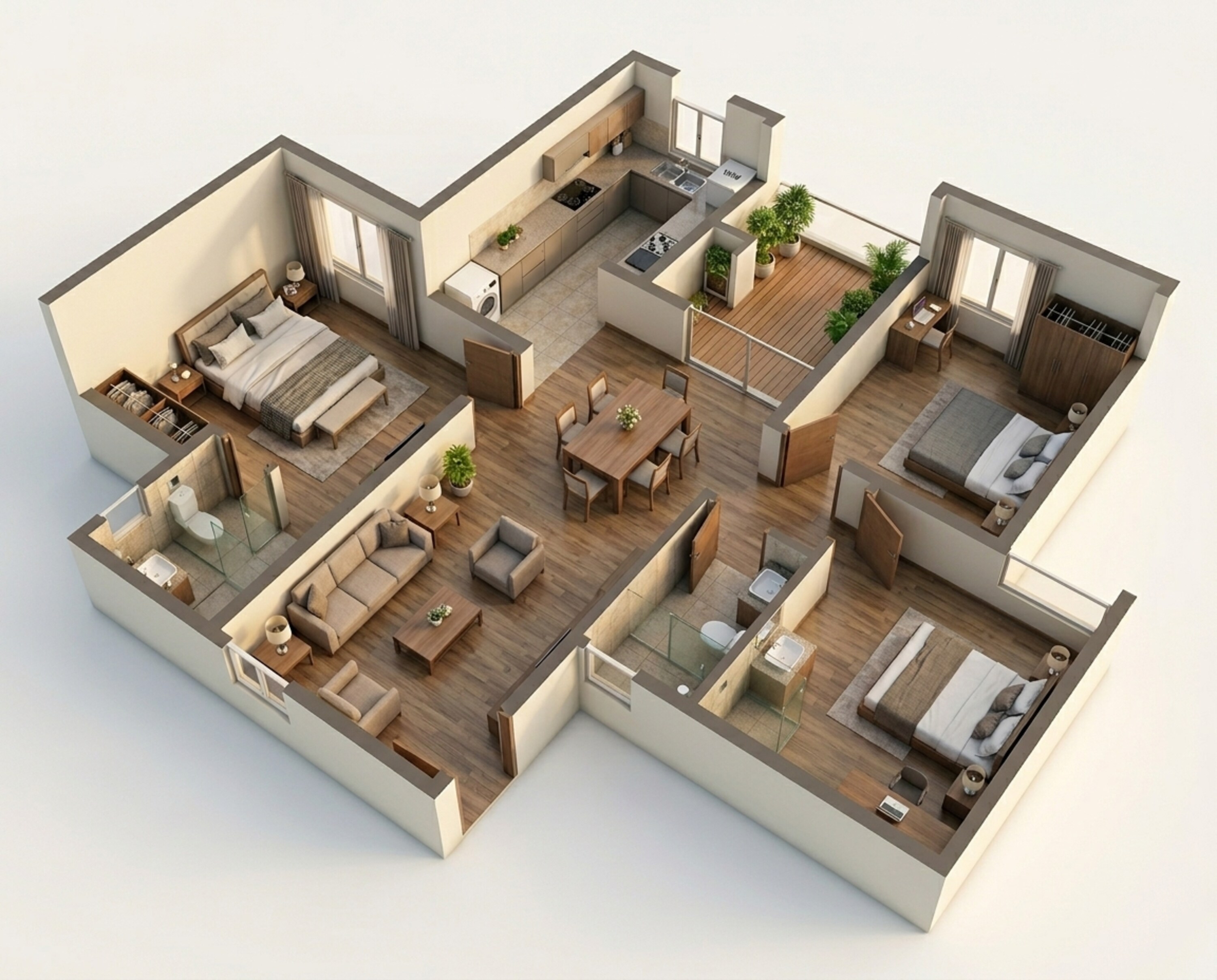 Floor plan of 3 BHK 1165 Sq. Ft. Apartment in Assetz Canvas And Cove, Bangalore