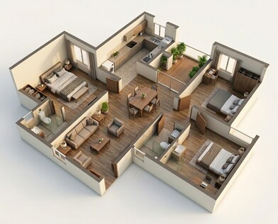 Floor plan of 3 BHK 1165 Sq. Ft. Apartment in Assetz Canvas And Cove, Bangalore