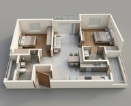 Floor plan of 2 BHK 938 Sq. Ft. Apartment in Brigade El Dorado Jasper And Iridium, Bangalore