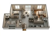 Floor plan of 3 BHK 971 Sq. Ft. Apartment in Brigade El Dorado Jasper And Iridium, Bangalore