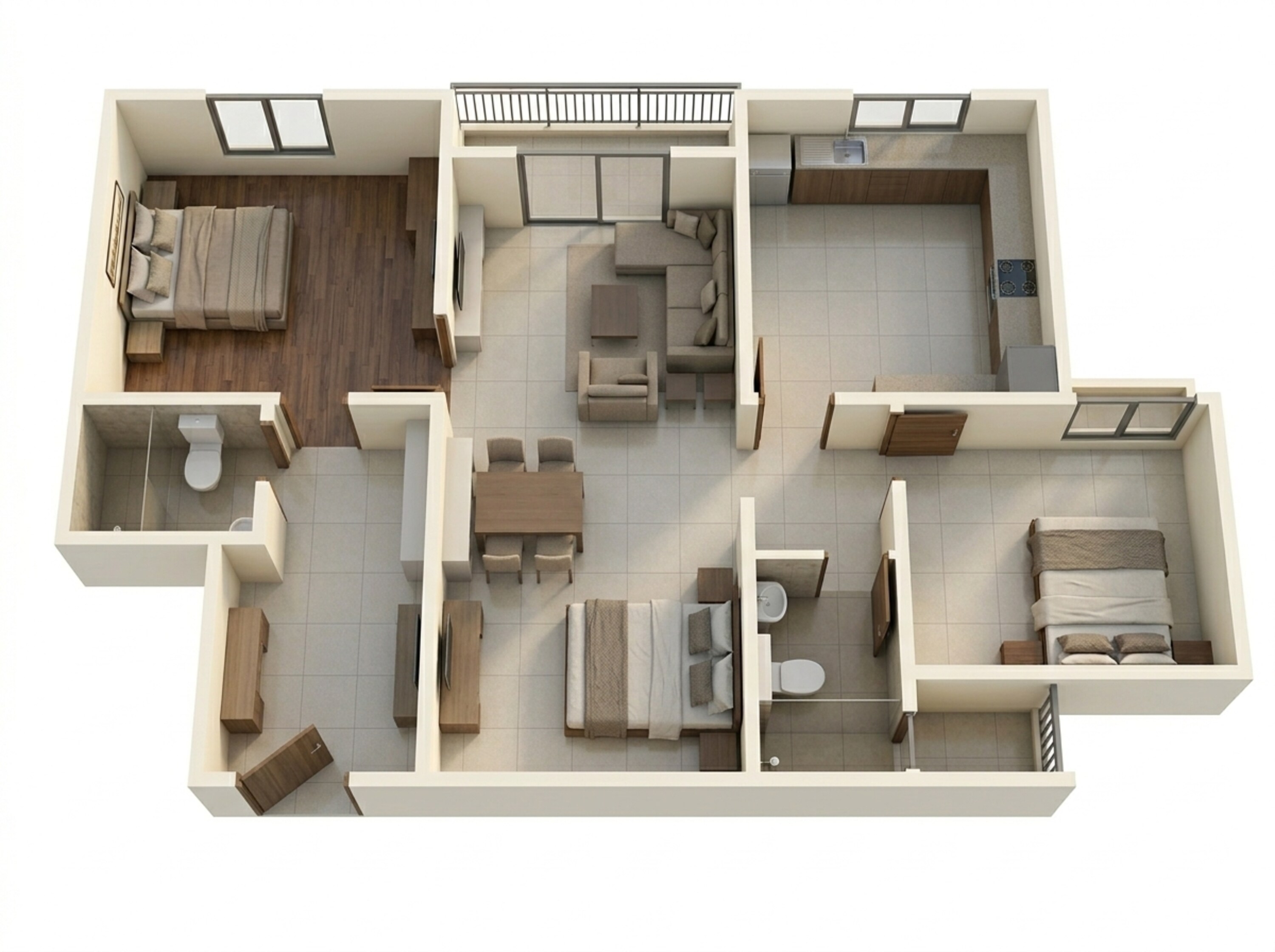 Floor plan of 3 BHK 1401 Sq. Ft. Apartment in Brigade El Dorado Jasper And Iridium, Bangalore