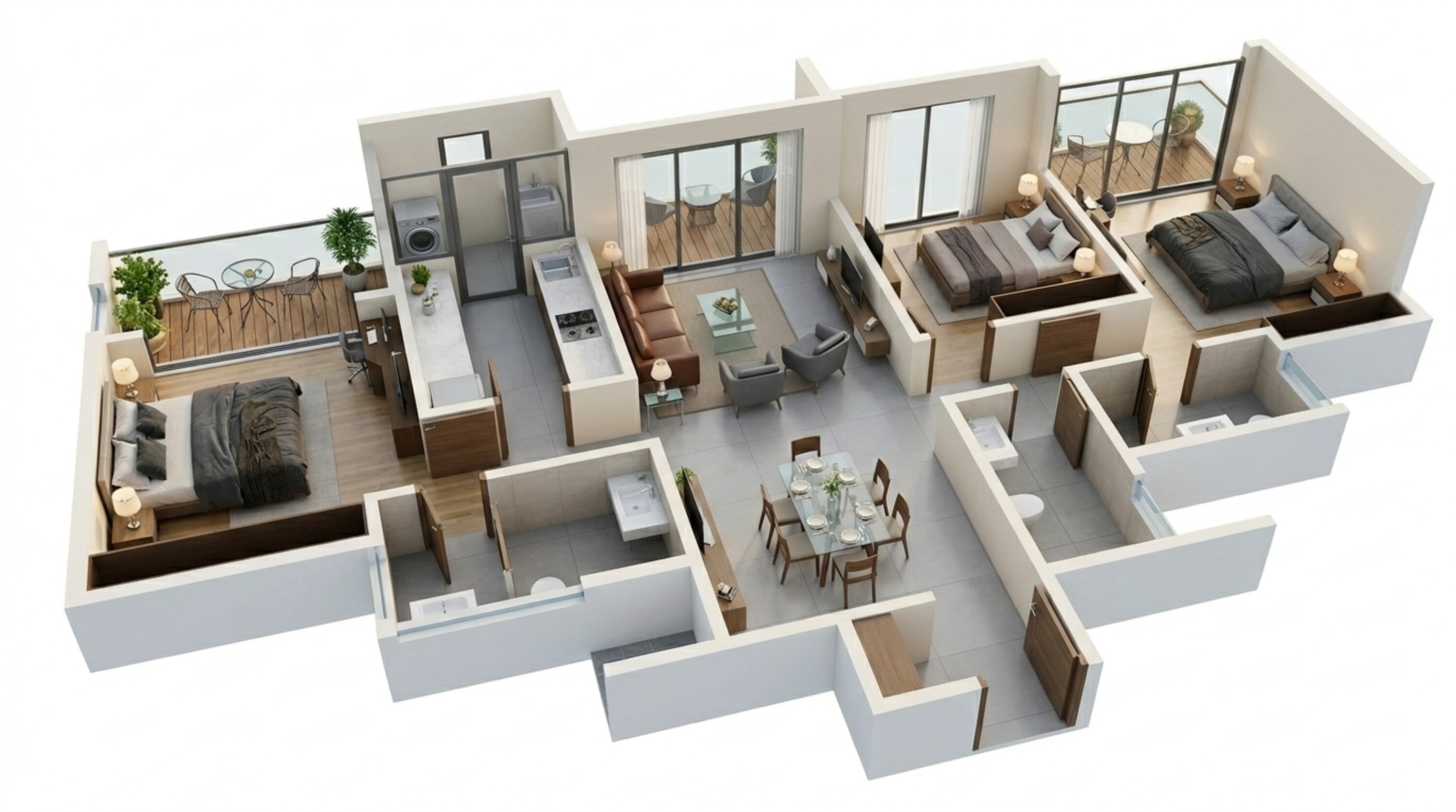 Floor plan of 3 BHK 978 Sq. Ft. Apartment in Runwal The Central Park, Pune
