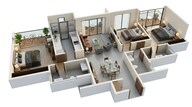 Floor plan of 3 BHK 978 Sq. Ft. Apartment in Runwal The Central Park, Pune