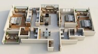 Floor plan of 3 BHK 1195 Sq. Ft. Apartment in Runwal The Central Park, Pune