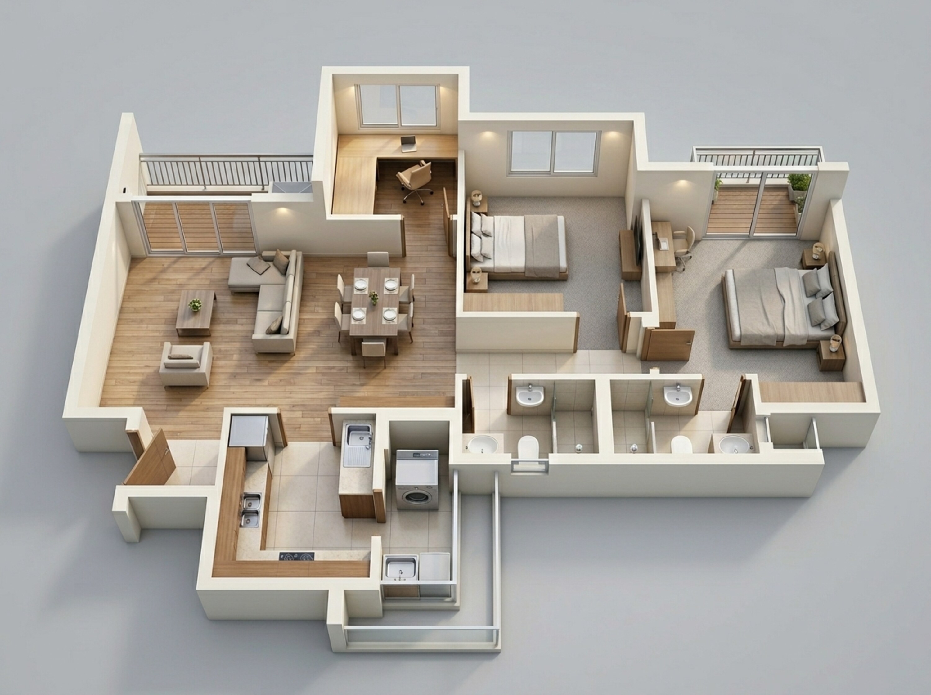 Floor plan of 3 BHK 885 Sq. Ft. Apartment in Experion Capital, Lucknow