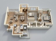 Floor plan of 3 BHK 885 Sq. Ft. Apartment in Experion Capital, Lucknow