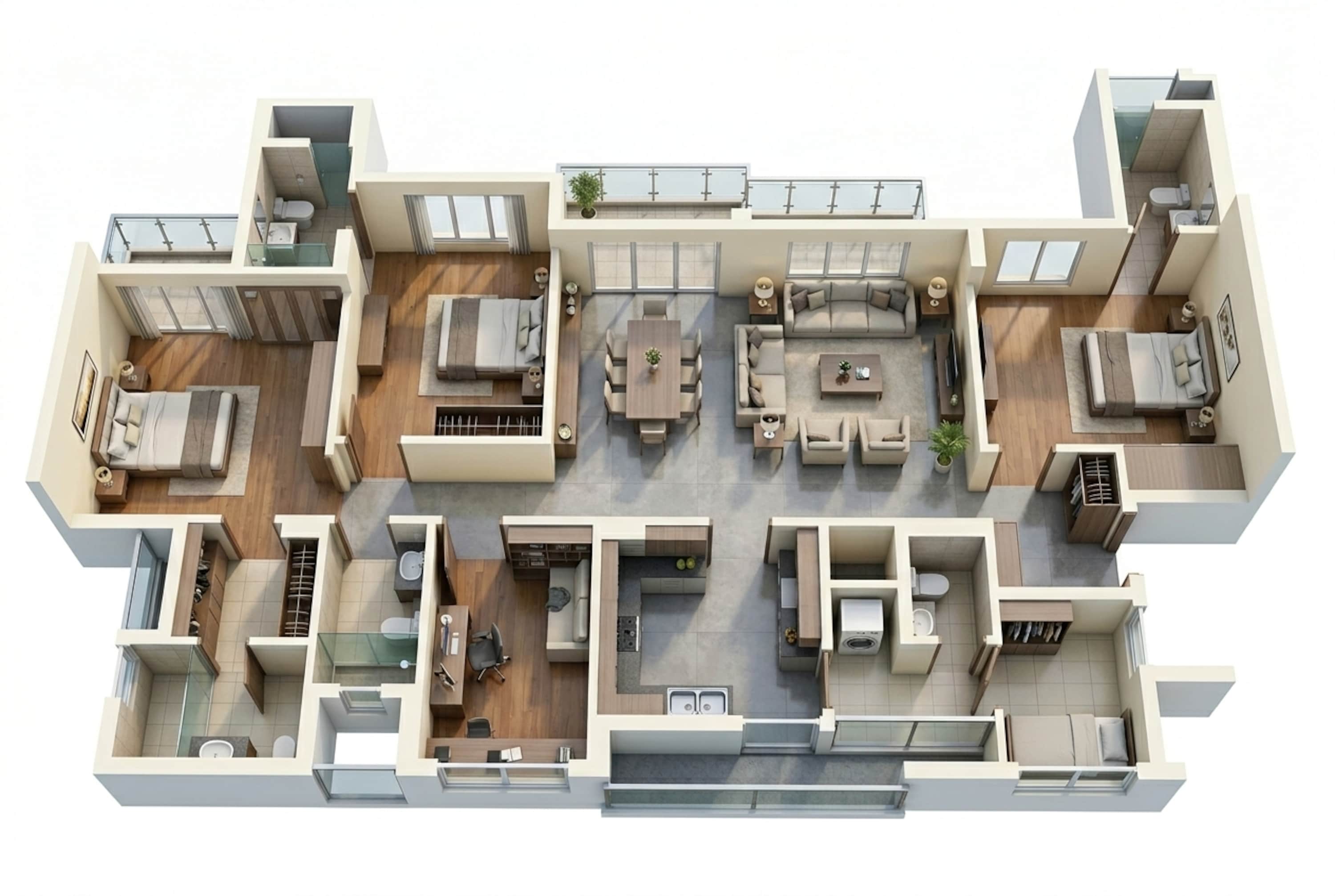 Floor plan of 4 BHK 1346 Sq. Ft. Apartment in Experion Capital, Lucknow