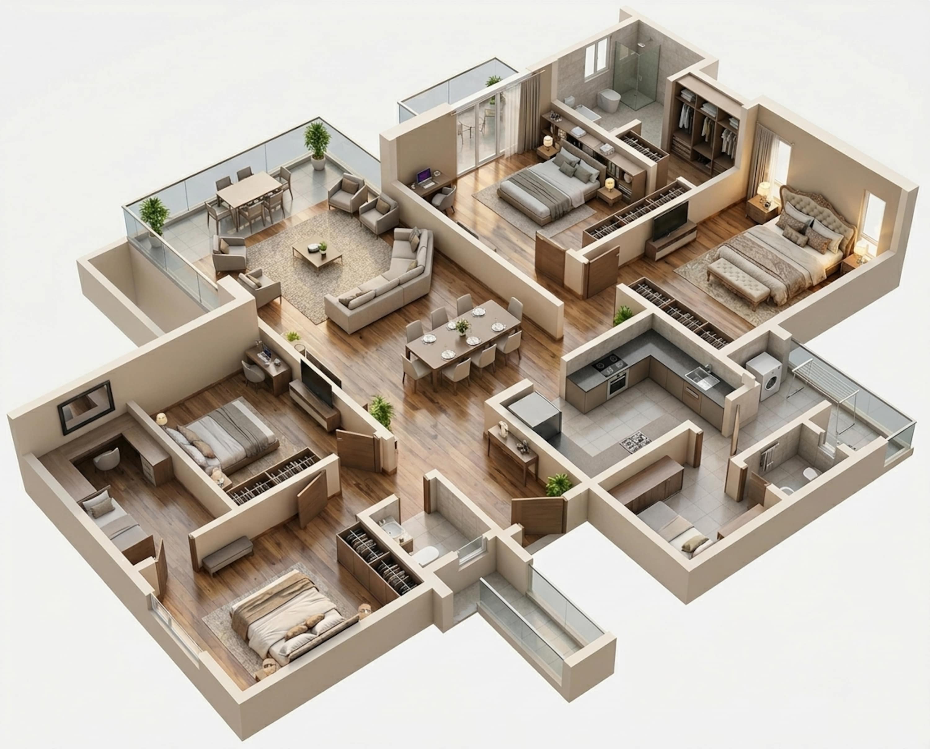 Floor plan of 4 BHK 1593 Sq. Ft. Apartment in Experion Capital, Lucknow