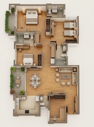 Floor plan of 3 BHK 1276 Sq. Ft. Apartment in Ashiana Amantran, Jaipur