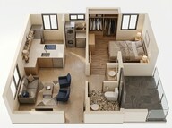 Floor plan of 1 BHK 290 Sq. Ft. Apartment in Mahindra Happinest Palghar Project 2, Palghar