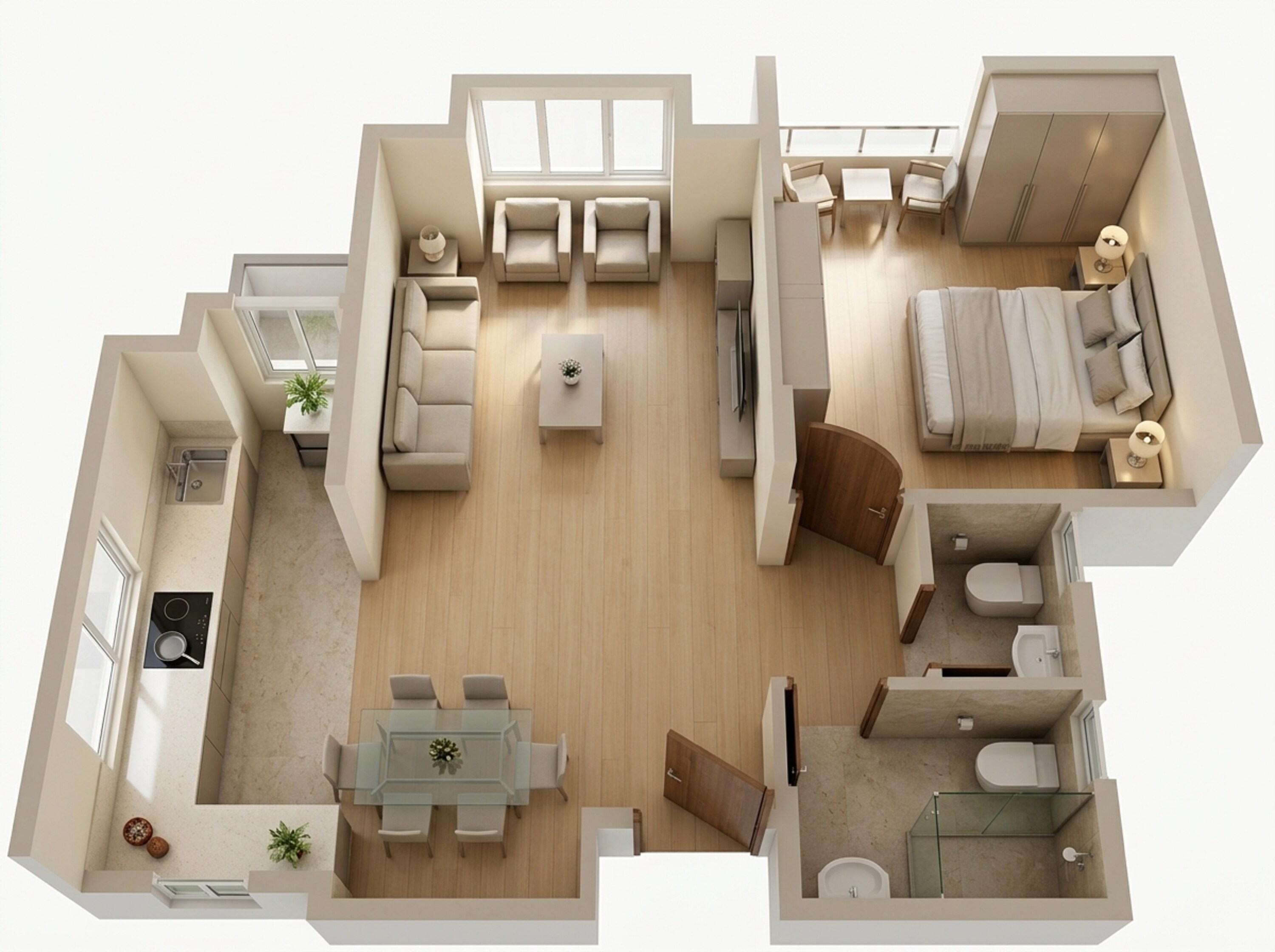 Floor plan of 1 BHK 391 Sq. Ft. Apartment in Mahindra Happinest Palghar Project 2, Palghar