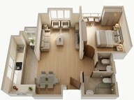 Floor plan of 1 BHK 391 Sq. Ft. Apartment in Mahindra Happinest Palghar Project 2, Palghar