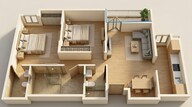 Floor plan of 2 BHK 516 Sq. Ft. Apartment in Mahindra Happinest Palghar Project 2, Palghar