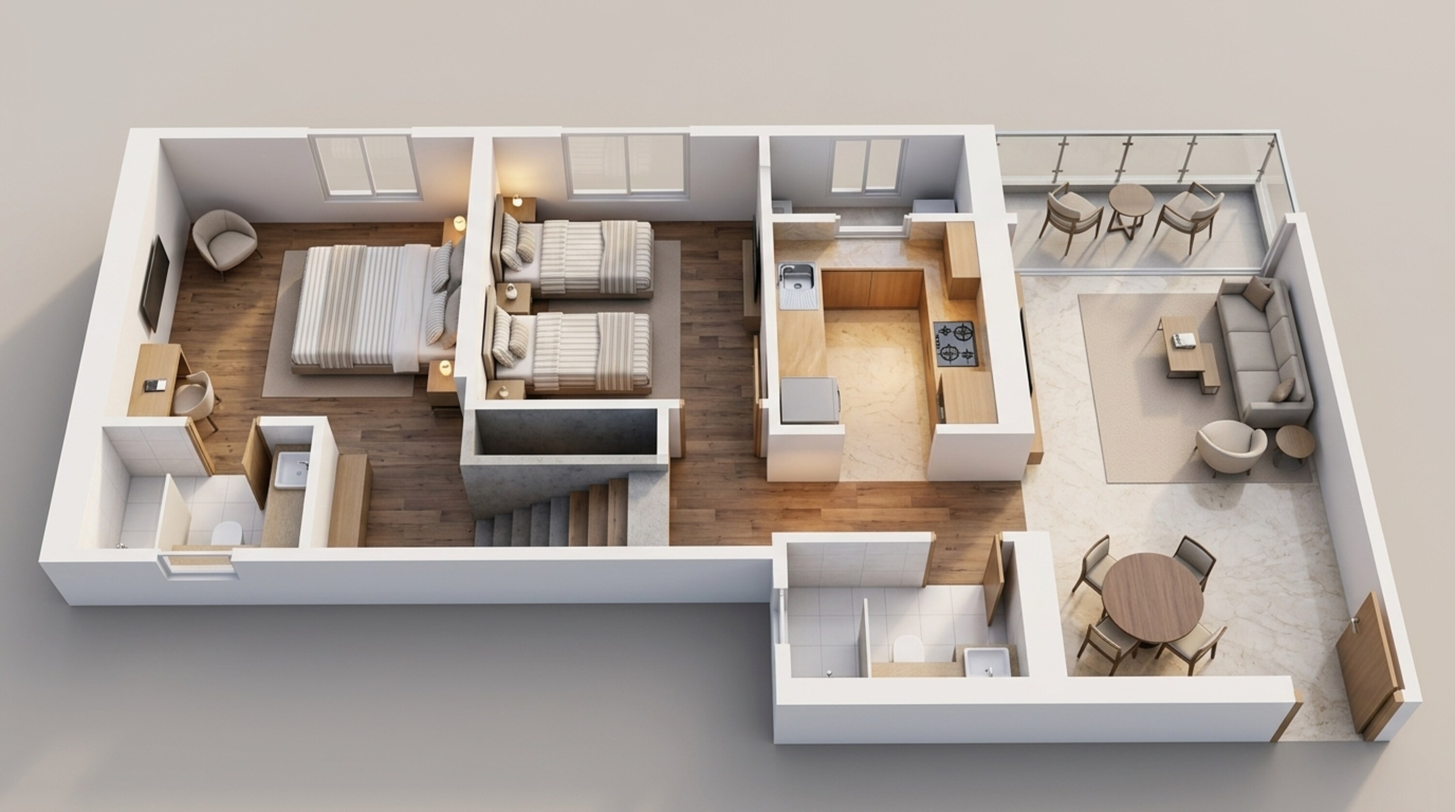 Floor plan of 2 BHK 675 Sq. Ft. Apartment in Piramal Aranya Wing C Mumbai, Mumbai