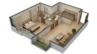 Floor plan of 1 BHK 339 Sq. Ft. Apartment in Dosti Greater Thane, Thane