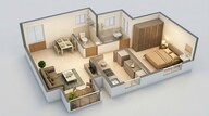 Floor plan of 1 BHK 385 Sq. Ft. Apartment in Dosti Greater Thane, Thane