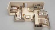 Floor plan of 2 BHK 452 Sq. Ft. Apartment in Dosti Greater Thane, Thane