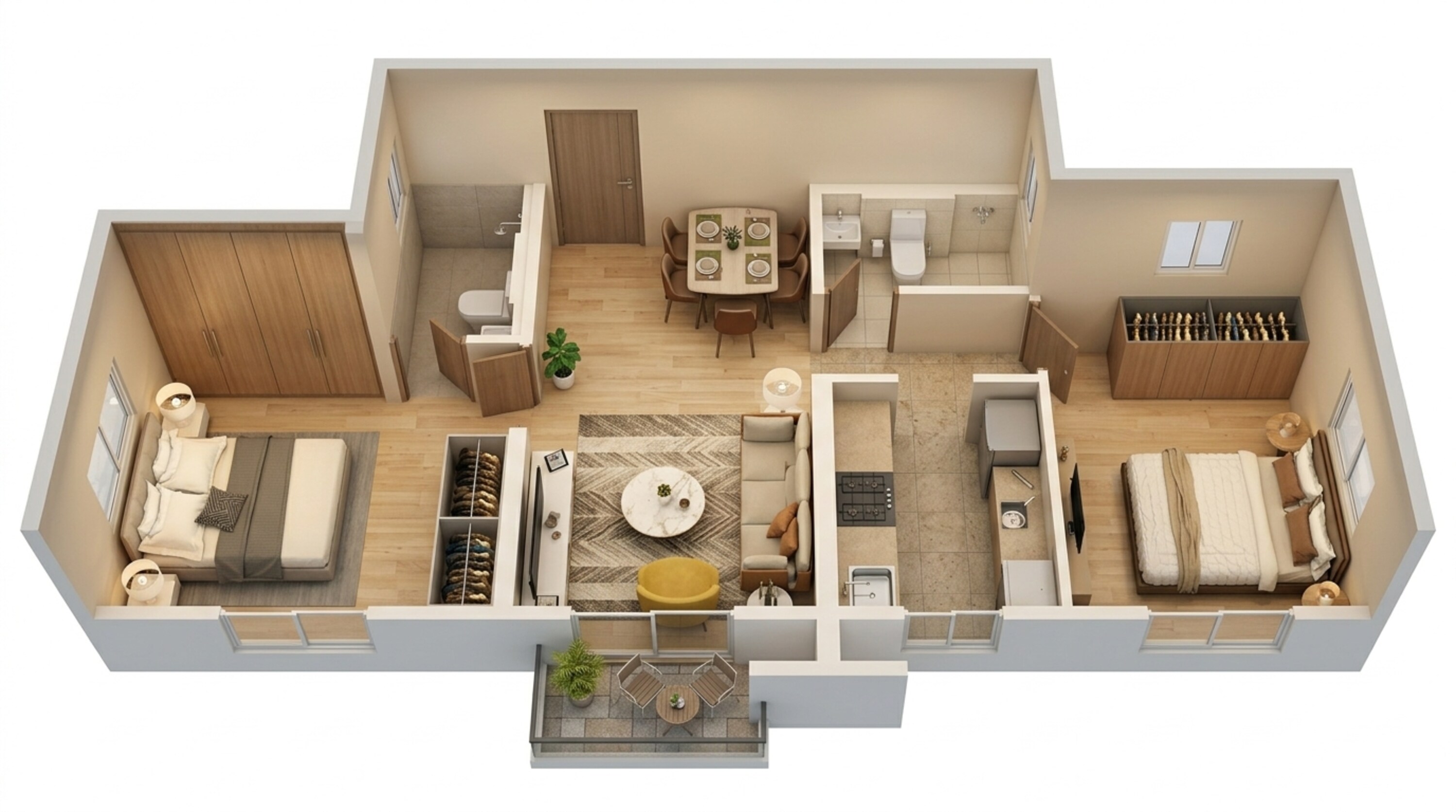 Floor plan of 2 BHK 552 Sq. Ft. Apartment in Dosti Greater Thane, Thane