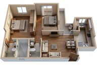 Floor plan of 2 BHK 888 Sq. Ft. Apartment in Shriram WYT Field, Bangalore